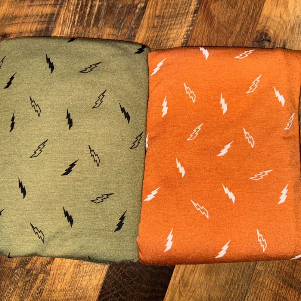 Green and Orange Lightning Bolt knit Fabric